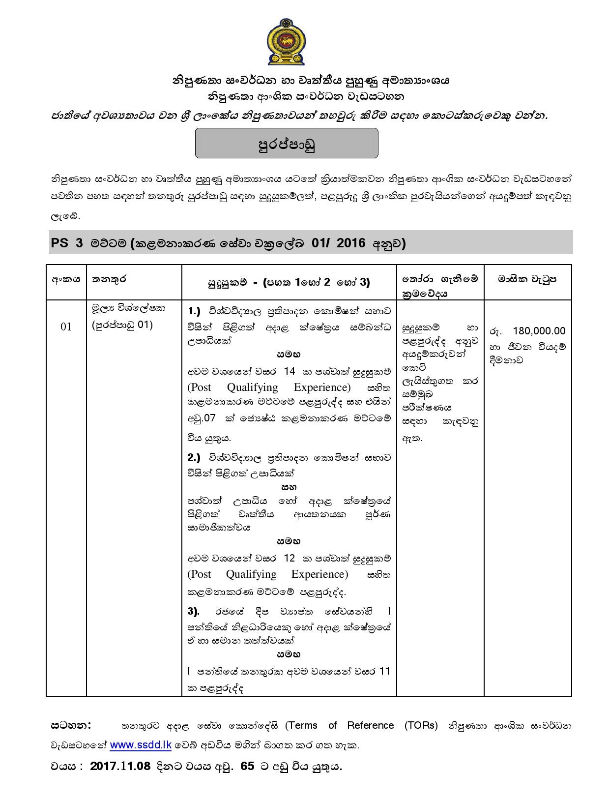 Financial Analyst - Ministry of Skills Development & Vocational Training 